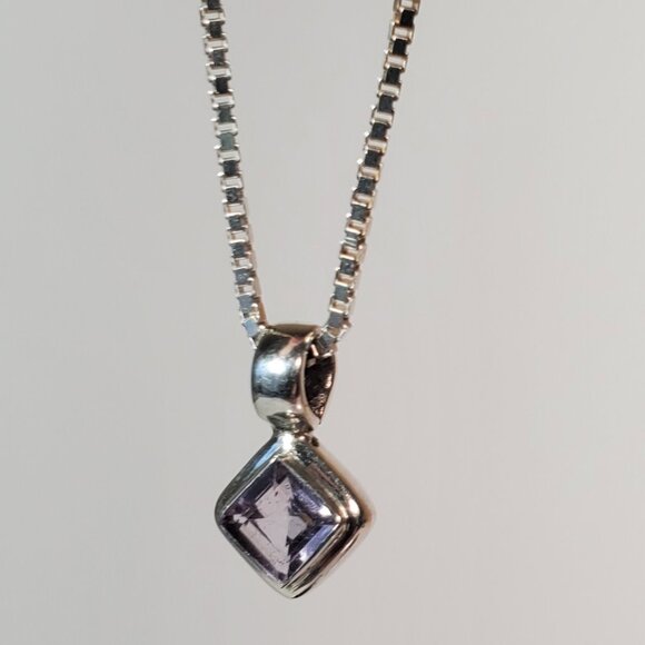 Jewelry - Sterling Silver 925 Necklace with Purple Stone Pendant